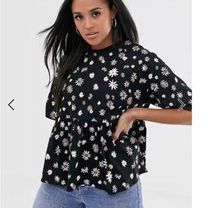 ASOS Design Smock Top in Abstract Ditsy Print- Sz 8
